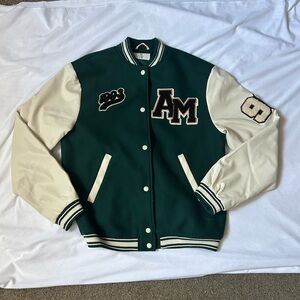 H&M Green and Cream Bomber Jacket